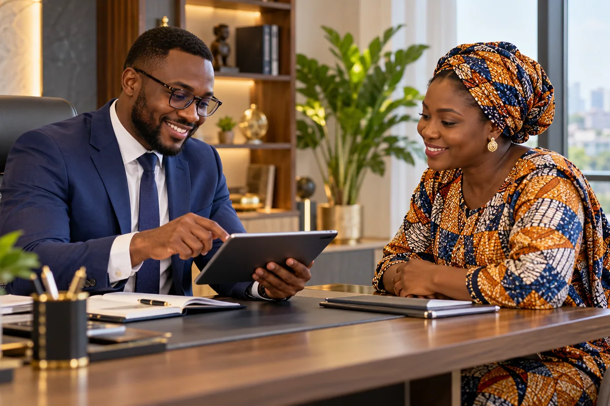 An advisor helping a member in a mutual office.